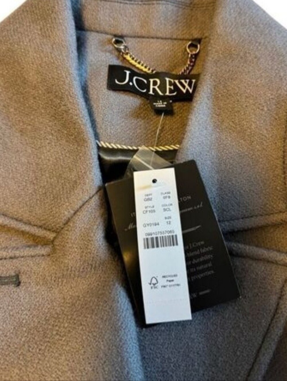 J. Crew Classic peacoat jacket double breasted coat Italian wool blend melton - Picture 13 of 16
